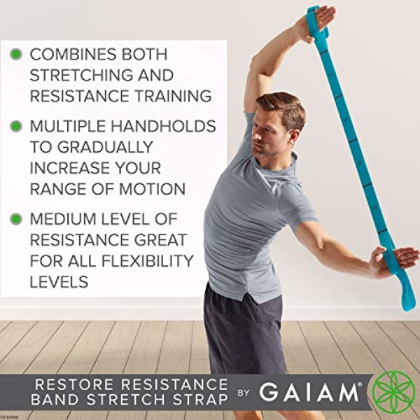 Gaiam Restore Stretch Band Strap - Elastic Stretching Strap with Loops for Medium Resistance Stretch Assist on Leg, Hamstring, Exercise/Fitness/Workout, Physical Therapy - Image 4