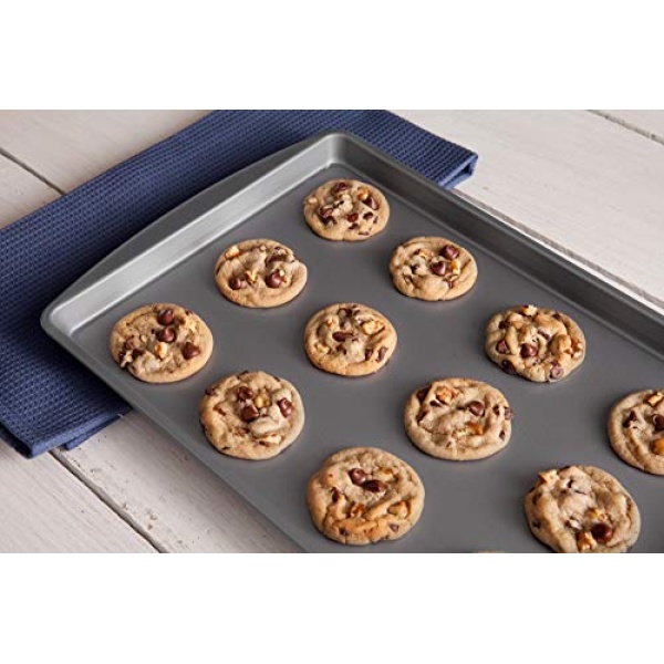 G & S Metal Products Company BakerEze Medium Non-Stick Cookie Pan, 16.9''L x 10.7''W x 0.8''H, Grey, 3 Count (Pack of 1) - Image 4