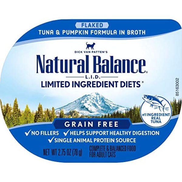 Natural Balance Limited Ingredient Diet Tuna & Pumpkin in Broth Grain-Free Wet Adult Cat Food 2.75-oz. Cup (Pack of 24)