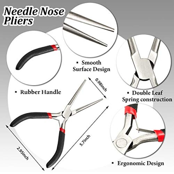 10 Pieces Metal DIY Model Tool Sets Tab Edge Cylinder Cone Shape Bending Assist Tools and Nozzle Pliers Flat Nose Pliers Needle Nose Pliers for 3D Metal Jigsaw Puzzles Assembly - Image 5