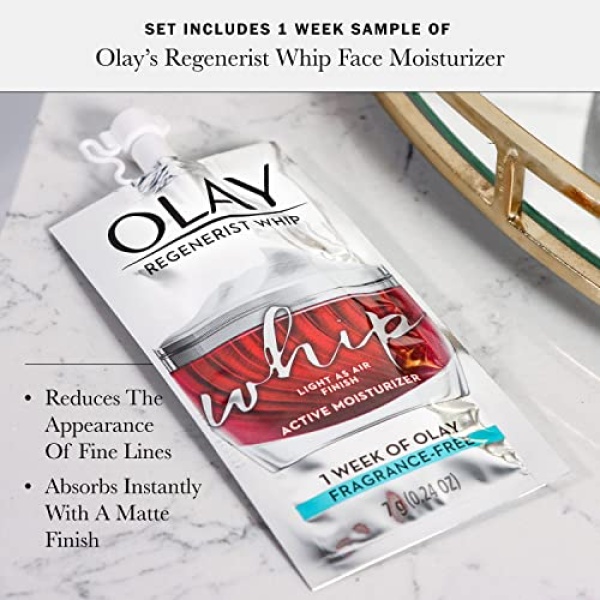 Olay Vitamin C + Peptide 24 Eye Cream, Fragrance-Free, 0.5 oz + Whip Face Moisturizer Travel/Trial Size Gift Set - Image 2