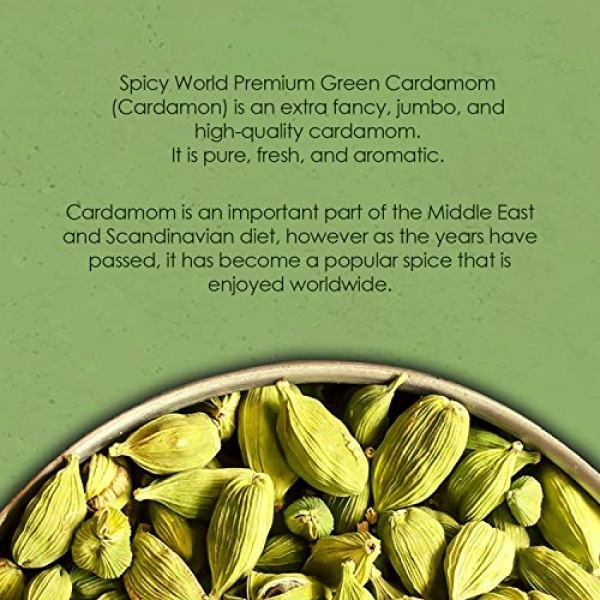 Spicy World Cardamom Pods 3.5oz (100g) - Whole Green Cardamom Pods - Natural Spice, Vegan, Large, Aromatic Cardomon- By Spicy World - Image 4