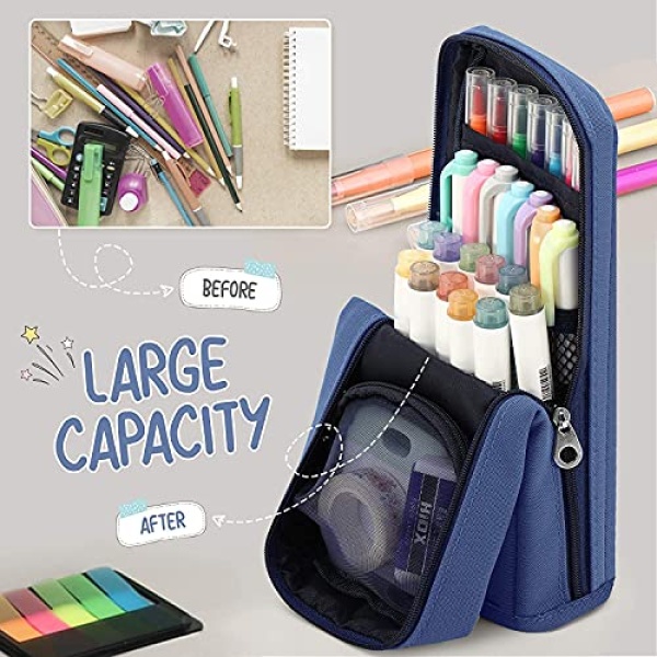 RIANCY Big Capacity Pencil Case Pouch Pen Case Simple Stationery Bag School College Office Pens Organizer for Teens Girls Adults Student - Image 6