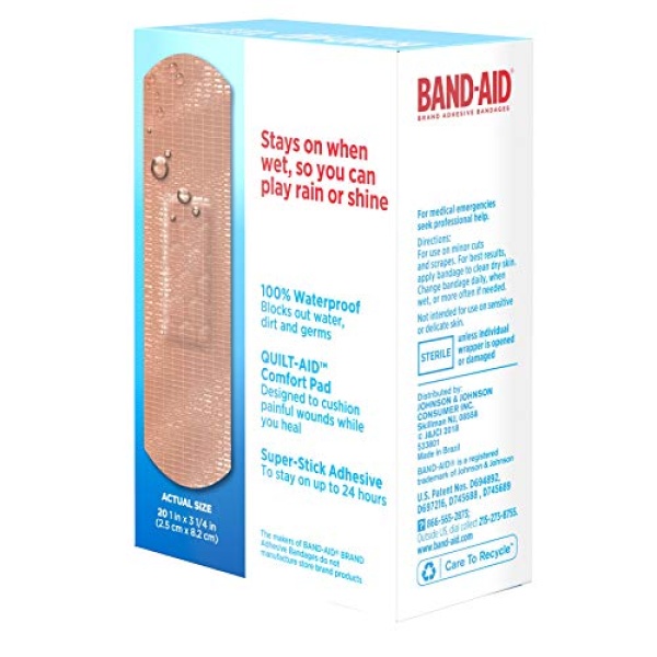 Band-Aid Brand Water Block Waterproof Tough Adhesive Bandages for Minor Cuts and Scrapes, All One Size, 20 Count (Pack of 1) - Image 5