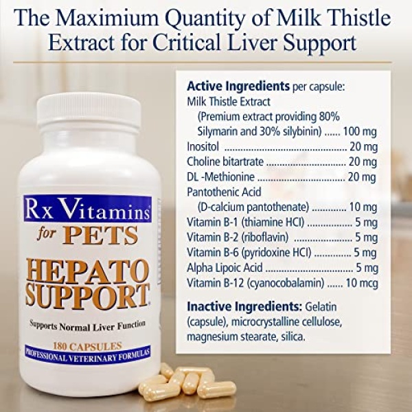 Rx Vitamins Hepato Support for Dogs & Cats - Milk Thistle Supplement for Pets - 100mg Milk Thistle for Healthy Liver Function - Silymarin Capsules for Pets - 180 ct. - Image 3