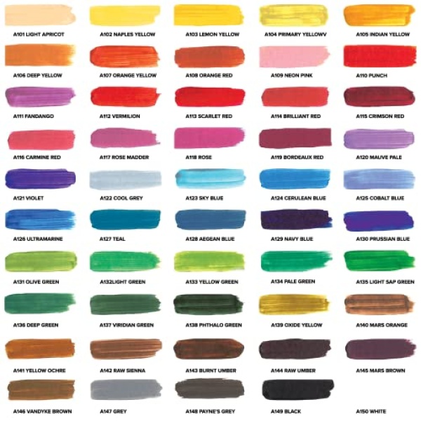 GenCrafts Acrylic Paint - Set of 50 Premium Vibrant Colors - (22 ml, 0.74 oz.) - Quality Non Toxic Pigment Paints for Canvas, Fabric, Wood, Crafts, and More - Image 5