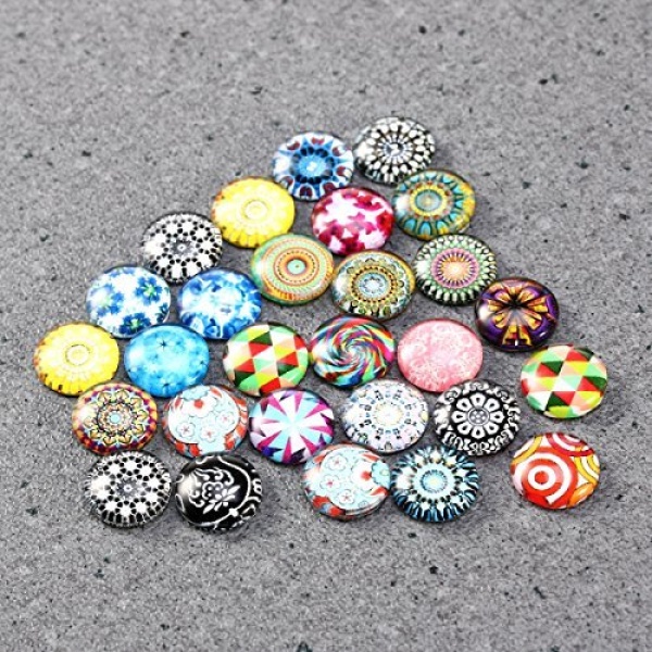 ULTNICE 200pcs Cabochons Round Mosaic Tiles for Crafts Glass Mosaic for Jewelry Making 12mm - Image 4