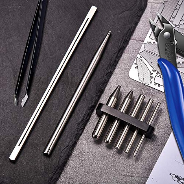 12 Metal DIY Model Kits Tool Including 7 Metal Model Long Edge Bending Tools Tab Twisting Tool Cylinder Cone Shape Bend Assist Tool 1 Clipper 4 Metal Tweezers for 3D Metal Jigsaw Puzzles Assembly - Image 3