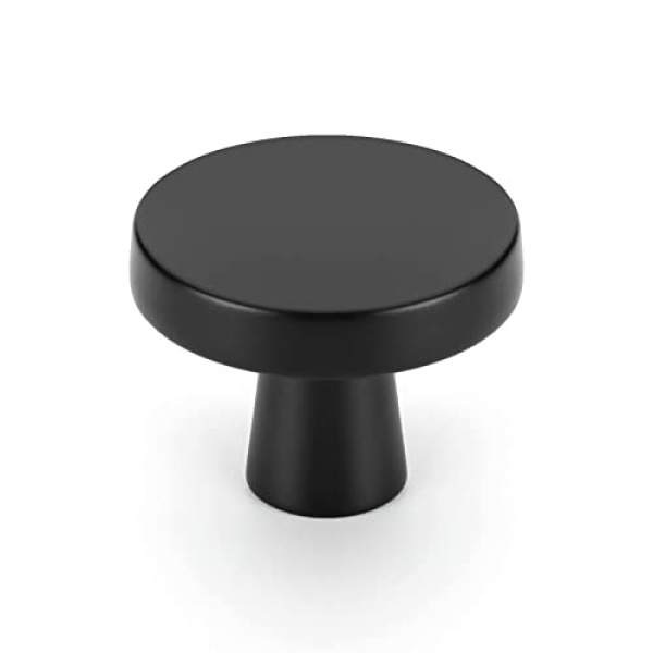 OYX Black Knobs, 6 Pack Black Cabinet Knobs for Round Kitchen Cabinet Hardware Black Dresser Drawer Knobs Matte Black Cabinet Knobs Zinc Alloy Cabinet Door Knobs, Black Hardware for Cabinets