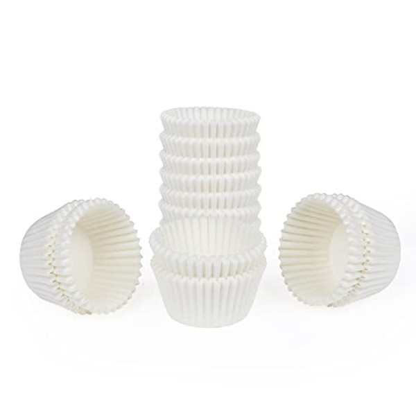 Caperci 500 Count Mini Cupcake Liners White Muffin Liners Greaseproof No Smell Small Cupcake Wrappers Baking Cups - Image 3