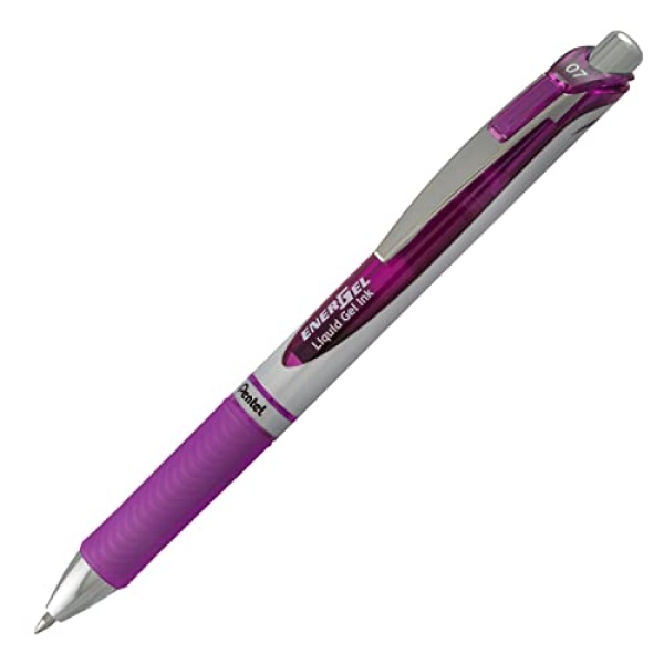 Pentel EnerGel XM BL77 - Retractable Liquid Gel Ink Pen - 0.7mm - 54% Recycled - Purple - Box of 12 - Image 4