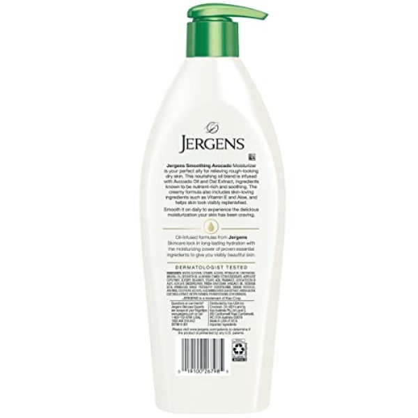 Jergens Oil-Infused Smoothing Avocado Moisturizer, 16.8 Fluid Ounces, with Avocado Oil and Oat Extract, for Visibly Replenished Skin, for All Skin Types - Image 2