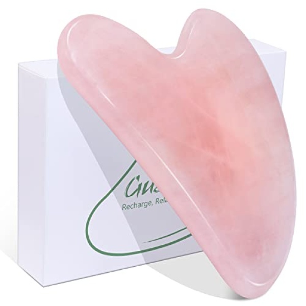 BAIMEI Gua Sha Facial Tool for Self Care, Massage Tool for Face and Body Treatment, Relieve Tensions and Reduce Puffiness, Skin Care Tools for Men Women - Rose Quartz