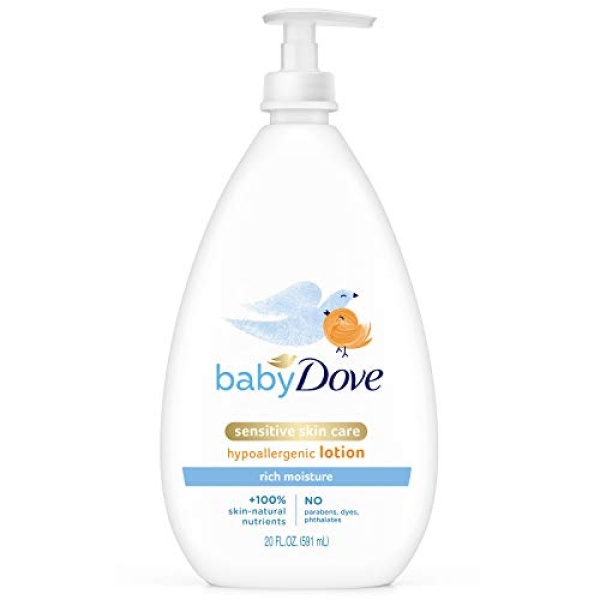 Baby Dove Sensitive Skin Care Body Lotion For Delicate Baby Skin Rich Moisture With 24-Hour Moisturizer, 20 fl oz (Package May Vary)