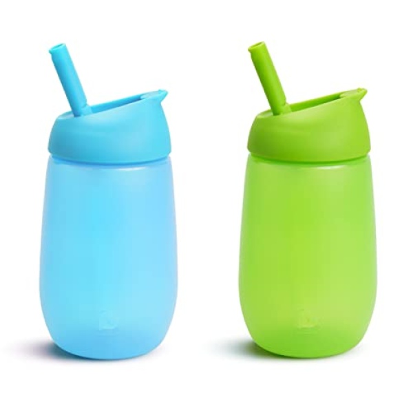 Munchkin® Simple Clean™ Toddler Straw Cup, 10 Ounce, 2 Count (Pack of 1), Blue/Green