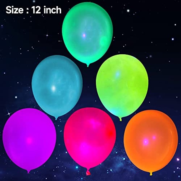 100 Pcs UV Neon Balloons ,Neon Glow Party Balloons UV Black Light Balloons Glow in the dark for Birthday Decorations Wedding Glow Party Supplies Blacklight Reactive Fluorescent Balloons - Image 4