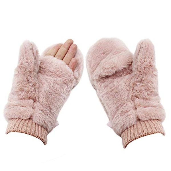 Orityle Eilova Unisex Winter Fluffy Gloves Mittens Windproof Fleece Plush Gloves with Warm Mitten Cover for Women Girls Boys