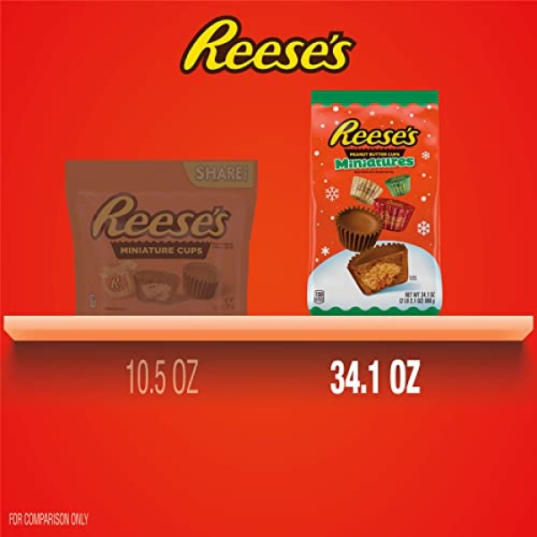 REESE'S Miniatures Milk Chocolate Peanut Butter Cups, Christmas Candy Bulk Bag, 34.1 oz - Image 2