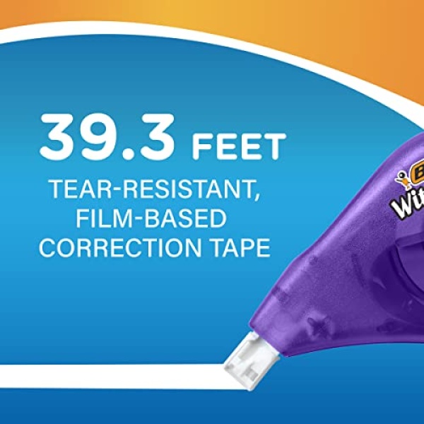 BIC Wite-Out Brand EZ Correct Correction Tape, 39.3 Feet, 2-Count Pack of white Correction Tape, Fast, Clean and Easy to Use Tear-Resistant Tape Office or School Supplies - Image 4