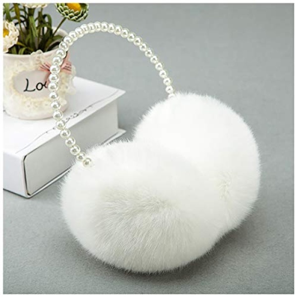 Novia's Choice Winter Faux Fur Earmuffs Warm Outdoor Ear Warmers for Women Girls(White) - Image 4