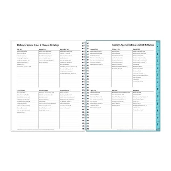 Blue Sky 2023-2024 Academic Year Teacher Weekly and Monthly Lesson Planner, 8.5" x 11", Flexible Cover, Wirebound, Dots (100330-A24) - Image 3