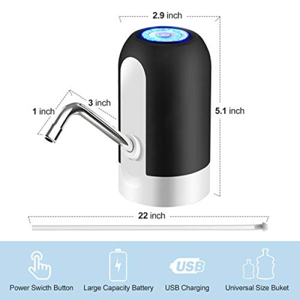 5 Gallon Water Bottle Dispenser, USB Charging Water Bottle Pump, Portable Water Dispenser Pump for Camping - Image 6