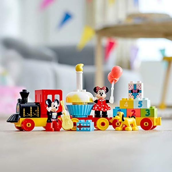 LEGO DUPLO Disney Mickey & Minnie Mouse Birthday Train 10941 - Building Toys for Toddlers with Number Bricks, Cake and Balloons, Early Learning and Motor Skill Toy, Great Gift for Girls, Boys Ages 2+ - Image 2