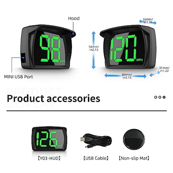 AWOLIMEI Car Hud GPS Speedometer，Head Up Display for Cars with Speed、Mph，USB Plug and Play，Suitable for All Car - Image 6