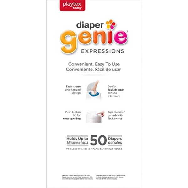 Diaper Genie Expressions Pail | Odor-Controlling Baby Diaper Disposal System | Includes Diaper Pail and 1 Starter Refill Bag - Image 3