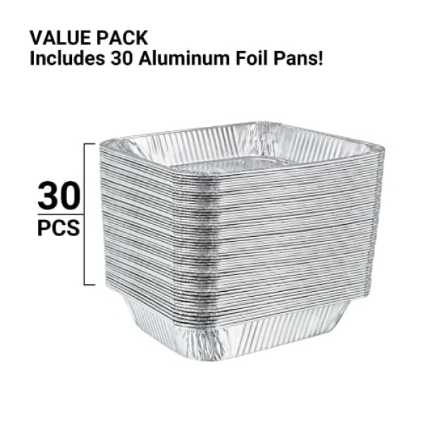 Aluminum Pans Half Size, 9X13, Extra Heavy Duty Disposable Foil Pans For Baking (30 Pack) Roasting & Chafing, Deep Tin Foil Bakeware, Steam Table Tray, Cookware, Food Prepping, Cake & Oven Pan - Image 5