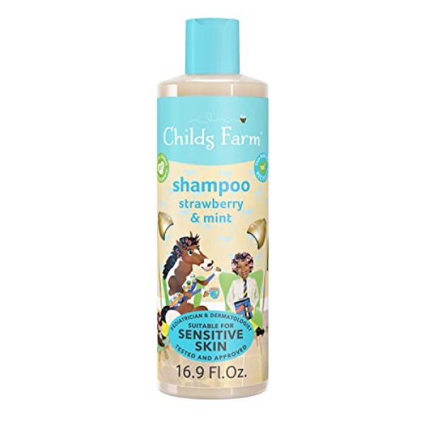 Childs Farm, Kids Shampoo for Dry, Sensitive, Eczema-prone Skin & Scalp, Strawberry & Organic Mint, Detangles & Nourishes, Vegan, Cruelty-Free, 16.9 fl oz…