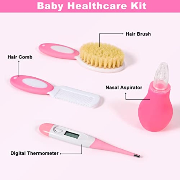 Buoluty Baby Healthcare and Grooming Kit,Safety First Baby Kit,Infant Grooming Kit,Baby Medical Kit for Newborn Boys Girls(14 in 1 Pink) - Image 5