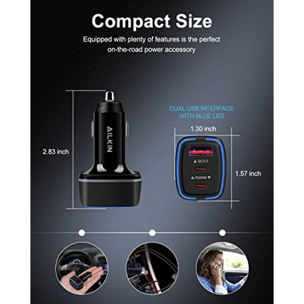 78W USB C Car Charger, Super Fast Charging Cigarette Lighter Adapter, 3 Port Power Delivery Auto Cargador for Samsung Galaxy S22 Ultra, Apple iPhone 14 Pro Max 13, iPad, Google Pixel, Kindle Fire, PS5 - Image 4