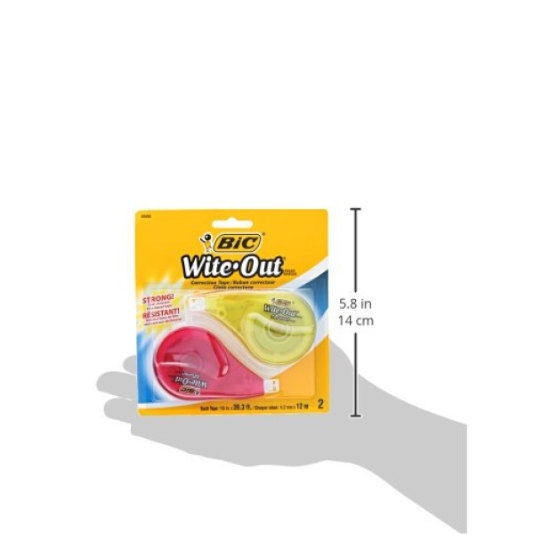 BIC Wite-Out Brand EZ Correct Correction Tape, 39.3 Feet, 2-Count Pack of white Correction Tape, Fast, Clean and Easy to Use Tear-Resistant Tape Office or School Supplies - Image 2