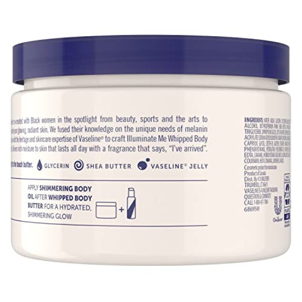 Vaseline Illuminate Me Body Butter Whipped Body Butter Created For Melanin Rich Skin Provides 24 Hour Moisturization For Dry Skin 11 oz - Image 7