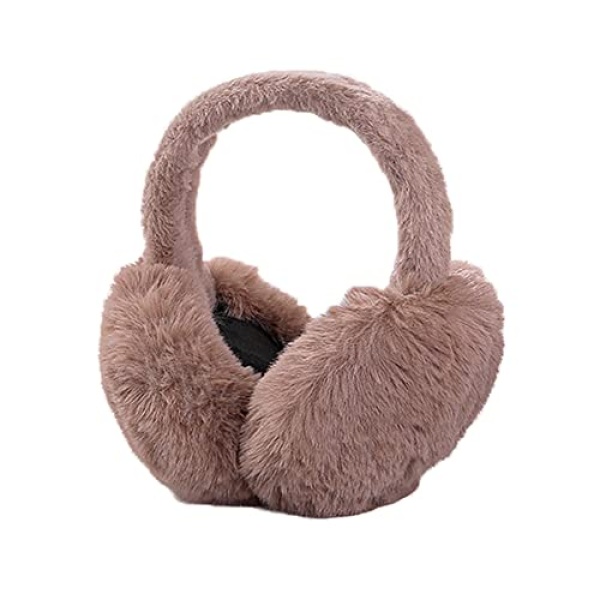 Surakey Winter Women Solid Foldable Earmuffs Girl Ski Adjustable Ear Covers Soft Plush Warmer Fleece Lining for Home(Coffee)