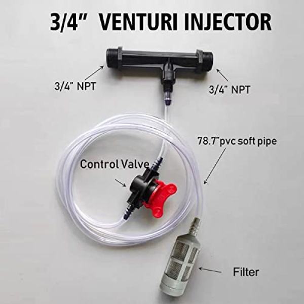 UPLYKKE Irrigation Venturi Fertilizer Injector Kit - 3/4 inch Mixer Injectors Garden Agriculture Water Tube Garden Ozone Injector - 1 Set - Image 2