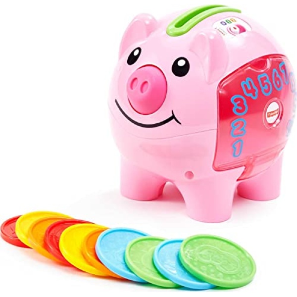 Fisher-Price Laugh & Learn Baby Learning Toy Smart Stages Piggy Bank With Songs Sounds And Phrases For Infant To Toddler Play [Amazon Exclusive]