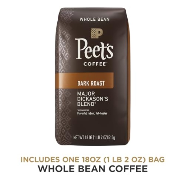 Peet's Coffee, Dark Roast Whole Bean Coffee - Major Dickason's Blend 18 Ounce Bag - Image 7