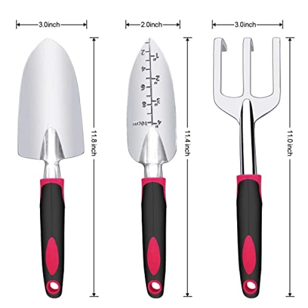 Garden Tool Set, 3 Pieces Aluminum Heavy Gardening Kit Including Hand Shovel, Transplant Shovel and Hand Rake with Soft Rubber Non-Slip Handle, Peoplewholovegardeningenjoy apleasant Experience - Image 6