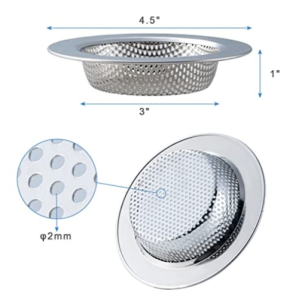 Honmein 2 PCS Sink Strainer for Most Kitchen Sink Drain Basket, Upgraded Double-Layer Safe Design Kitchen Sink Strainer (4.5 Inch). - Image 5