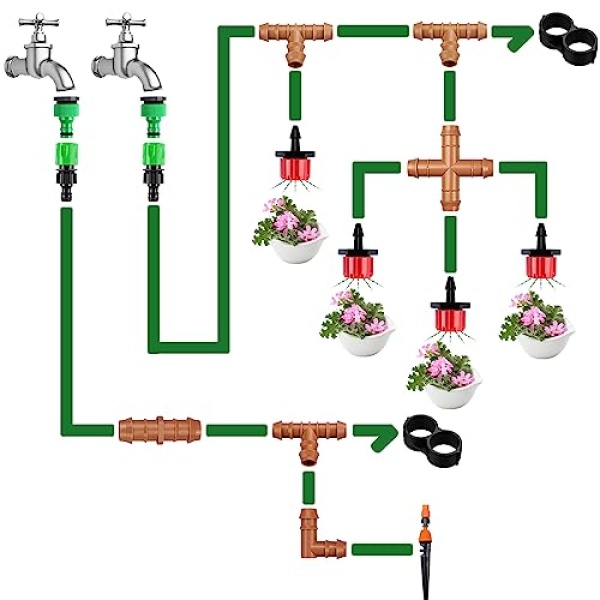 iRunning Drip Irrigation Fittings Barbed Cross Tee for 1/2" Irrigation Tubing(0.600" ID), 14 Pieces Barbed 4 Way Connectors, Drip Line 4 Way Couplings for Drip Sprinkler Garden Lawn Systems - Image 3