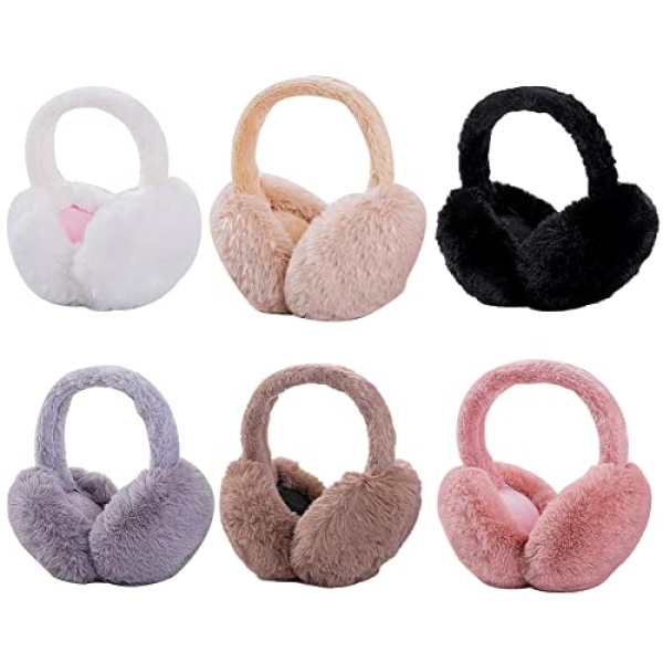 Surakey Winter Women Solid Foldable Earmuffs Girl Ski Adjustable Ear Covers Soft Plush Warmer Fleece Lining for Home(Coffee) - Image 7