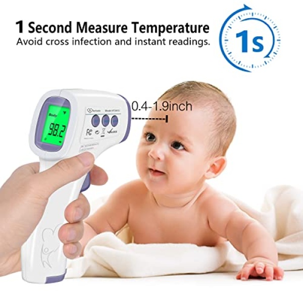 Digital Thermometer for Adults and Kids, No Touch Forehead Thermometer for Baby, 2 in 1 Body Surface Mode Infrared Thermometer with Fever Alarm and Instant Accuracy Readings - Image 9