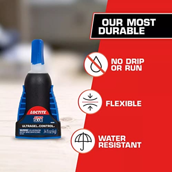 Loctite Super Glue Ultra Gel Control, Clear Superglue for Plastic, Wood, Metal, Crafts, & Repair, Cyanoacrylate Adhesive Instant Glue, Quick Dry - 0.14 fl oz Bottle, Pack of 1 - Image 5