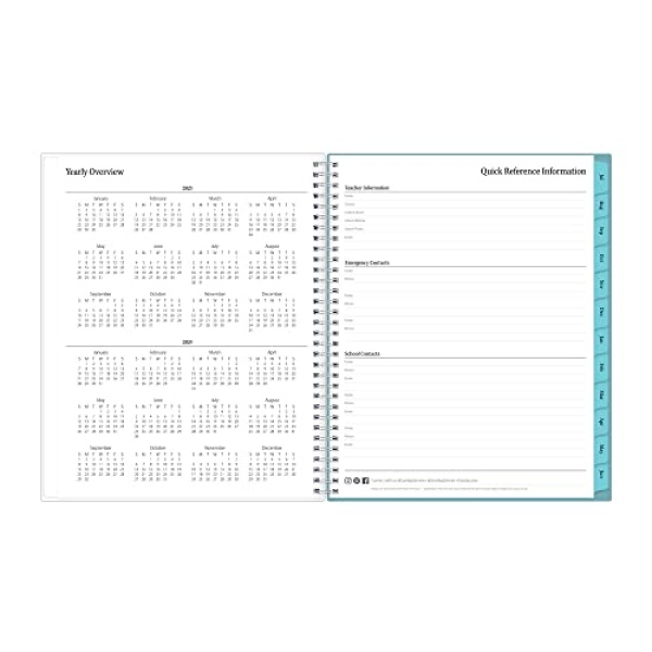 Blue Sky 2023-2024 Academic Year Teacher Weekly and Monthly Lesson Planner, 8.5" x 11", Flexible Cover, Wirebound, Dots (100330-A24) - Image 4