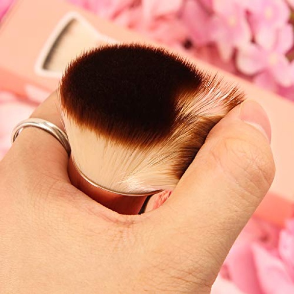 DUcare Foundation Brush for Liquid Makeup, Flat Top Kabuki Synthetic Professional Makeup Brushes Liquid Blending Mineral Powder Buffing Stippling Makeup Tools, Pink - Image 9