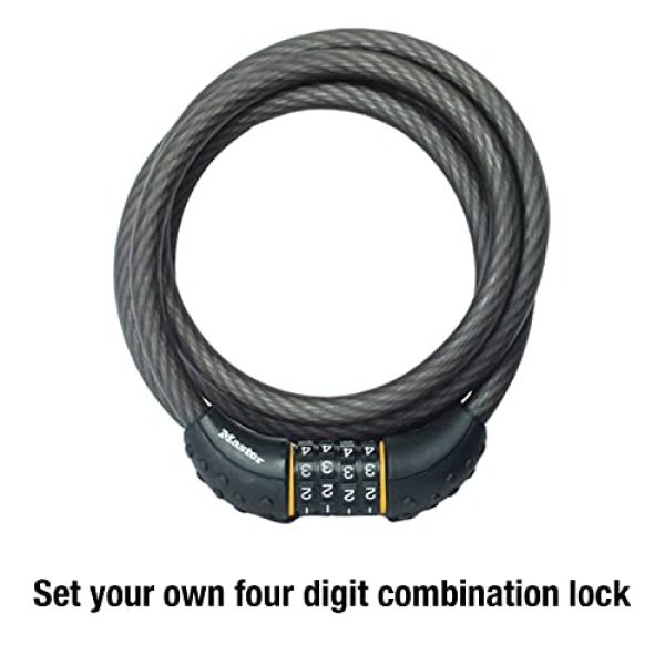 Master Lock Cable Lock, Set Your Own Combination Bike Lock, 6 ft. Long, Black - Image 5