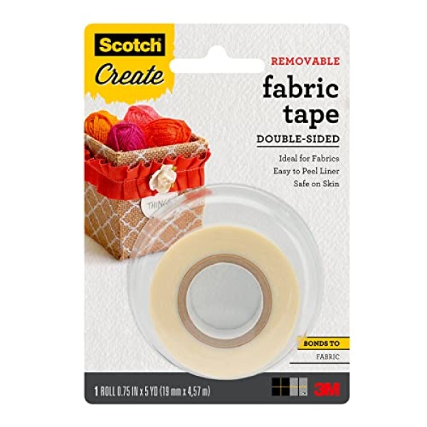 Scotch Removable Fabric Tape, 3/4 in x 180 in, 1/Pack, Removable and Double Sided (FTR-1-CFT)