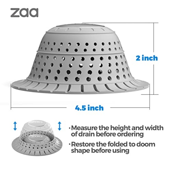 zaa Bathtub Drain Hair Catcher, Silicone Collapsible 1 Pack Drain Protector for Pop-Up and Regular Drains of Shower, Bathtub, Tub, Bathroom, Sink - Image 2